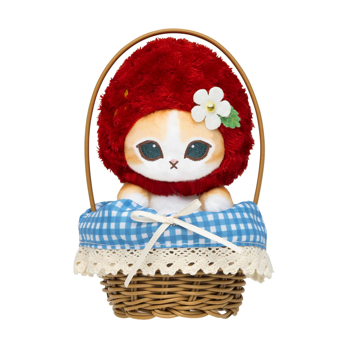 【訂貨】Mofusand MERCI STRAWBERRY 草莓系列 藤籃公仔 玩偶（紅）