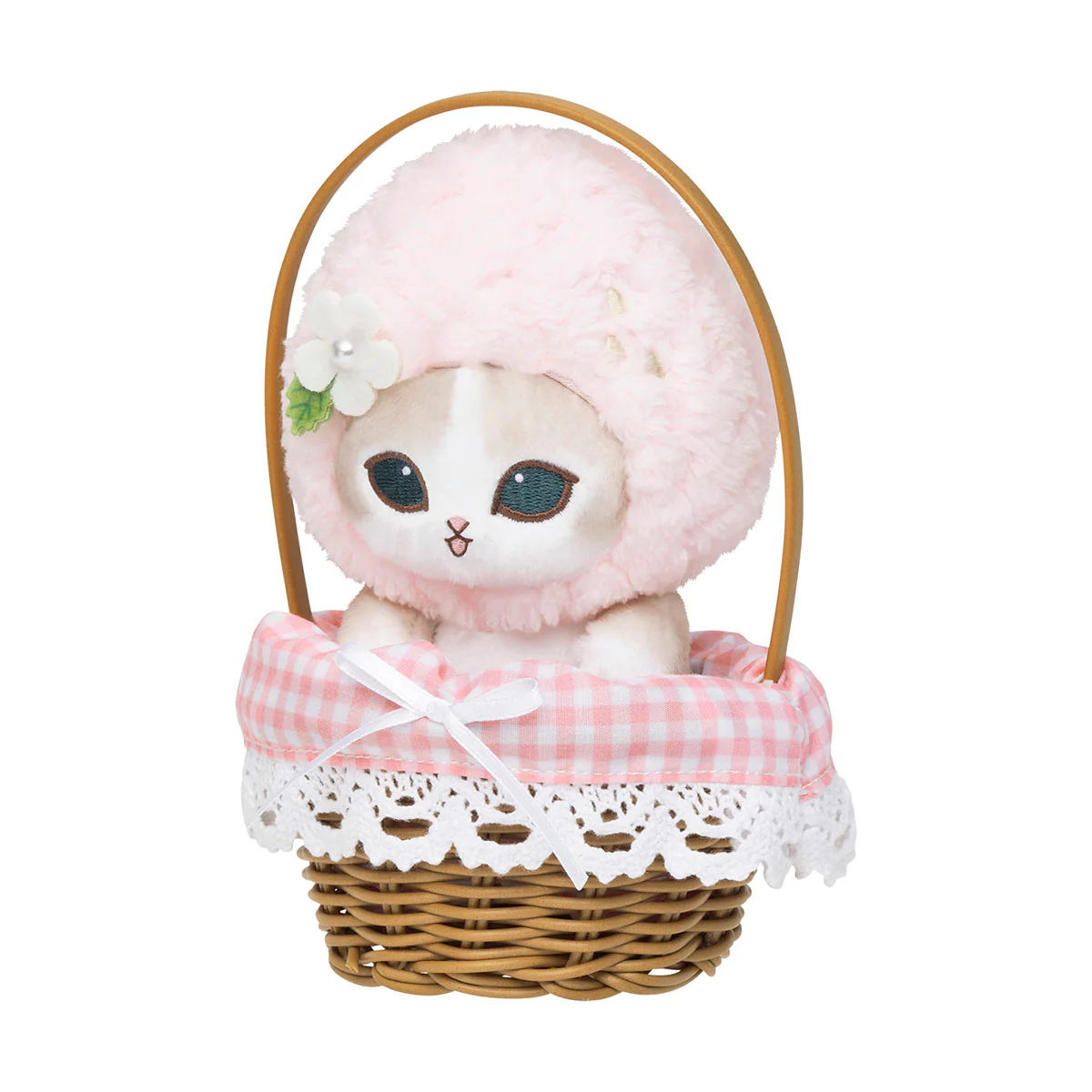 【訂貨】Mofusand MERCI STRAWBERRY 草莓系列 藤籃公仔 玩偶（粉紅）