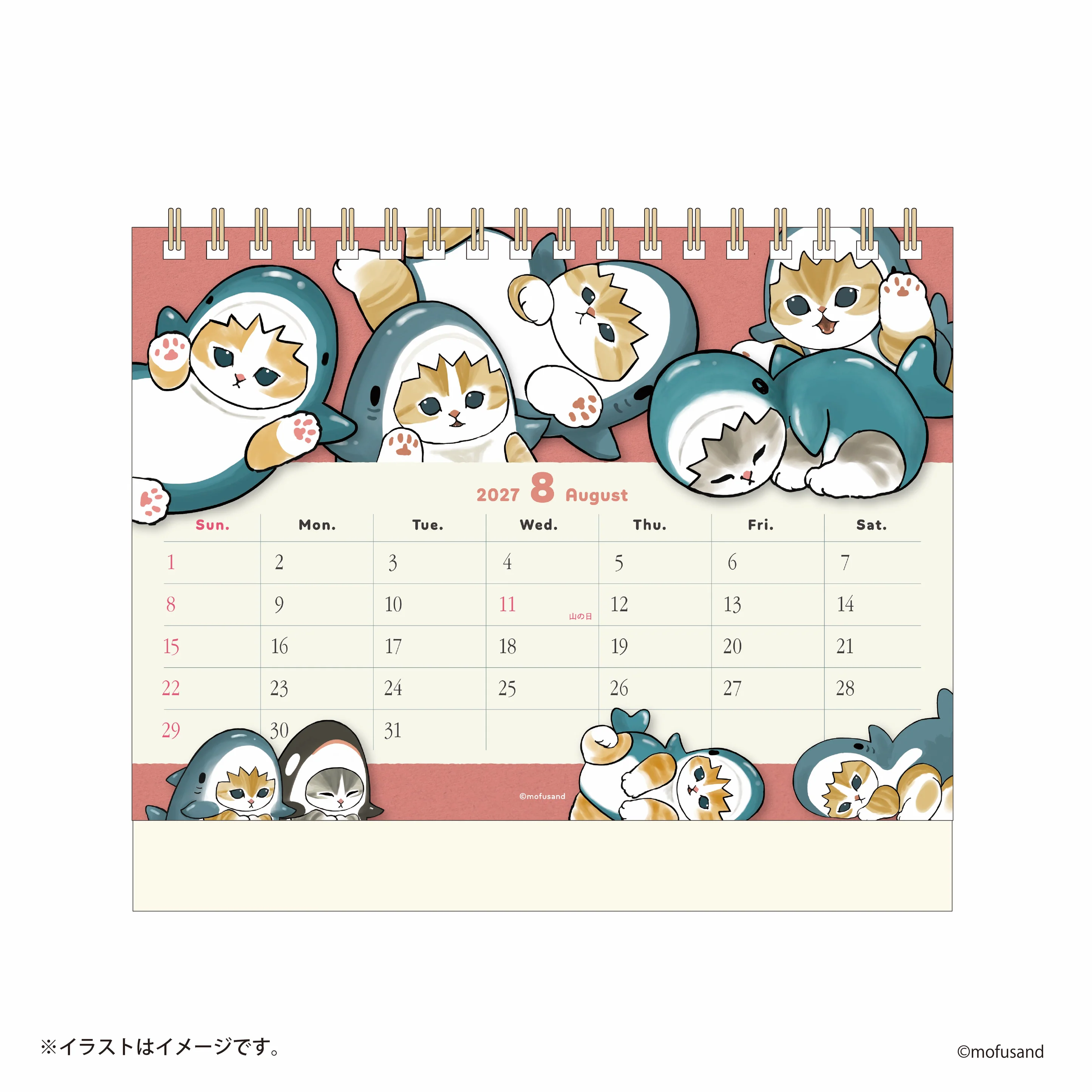[Order Now] Mofusand 2027 Desk Calendar (Shark Cat with Stickers)