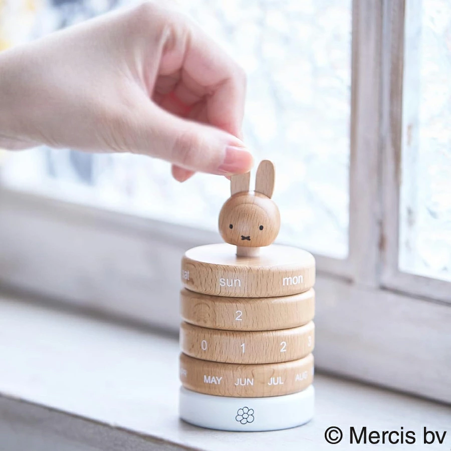 Miffy Wooden Perpetual Calendar Desk Calendar (Cylindrical)