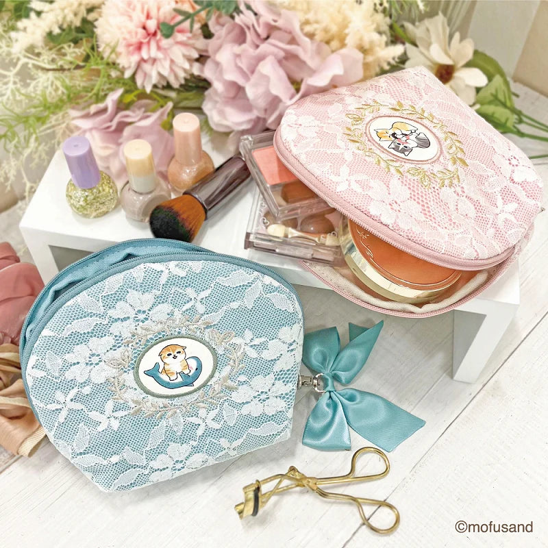 Mofusand 刺繡蕾絲系列 - 貝殼型化妝袋
