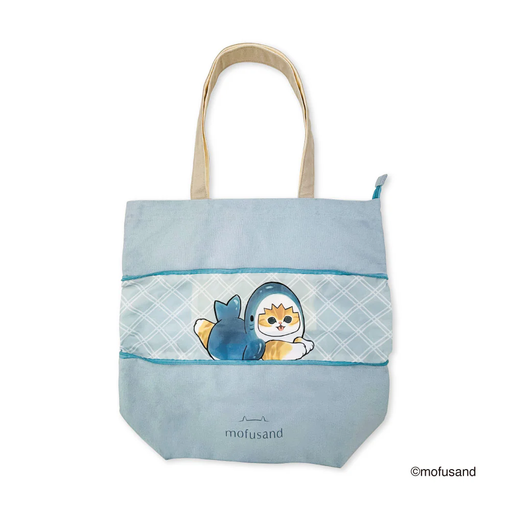 【訂貨】Mofusand 可擴張手提袋（鯊魚貓 L）