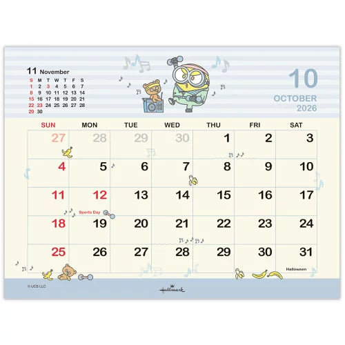 Minions Bob & Tim 2026 座檯月曆