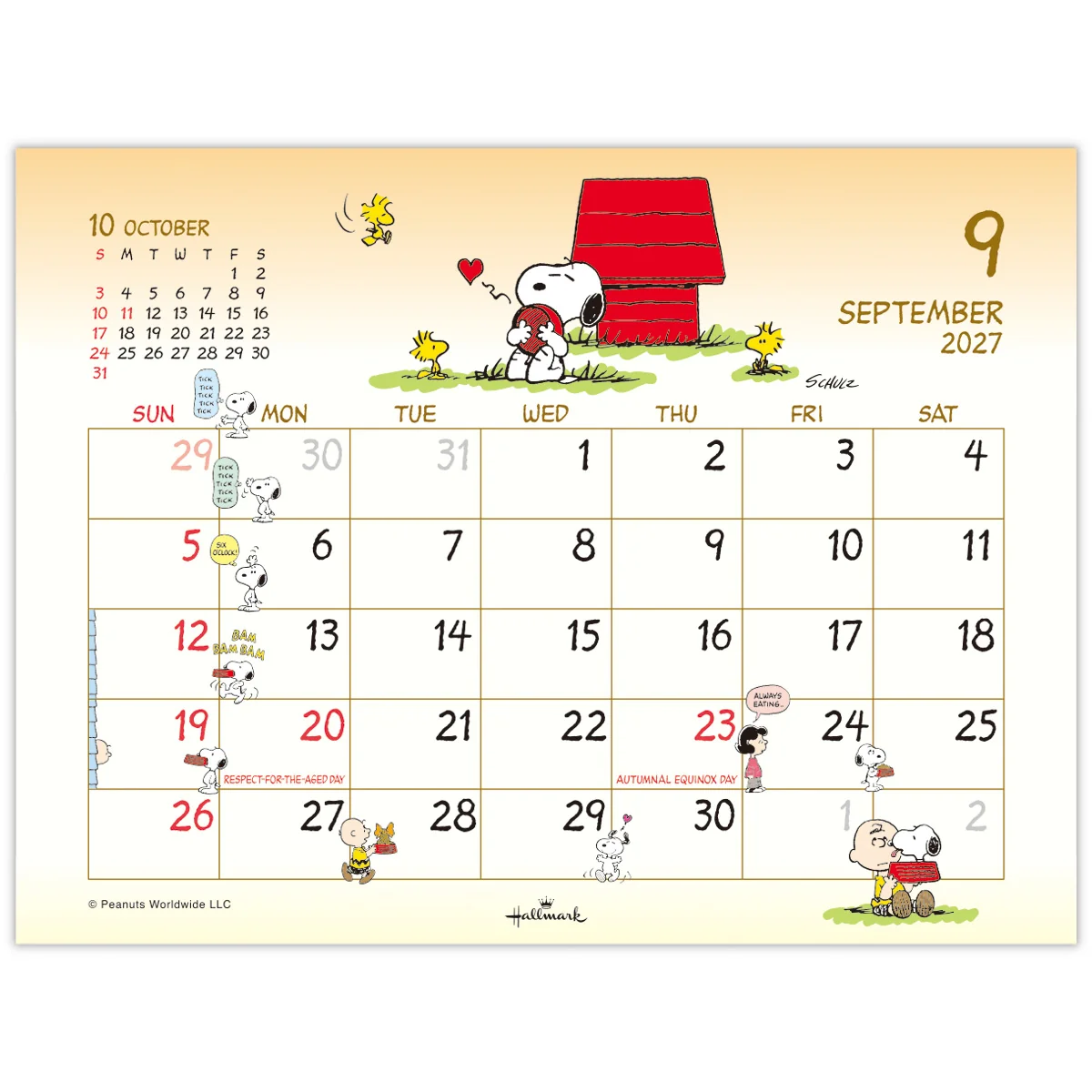 【訂貨】Peanuts Snoopy And His Friends 2027 座檯月曆