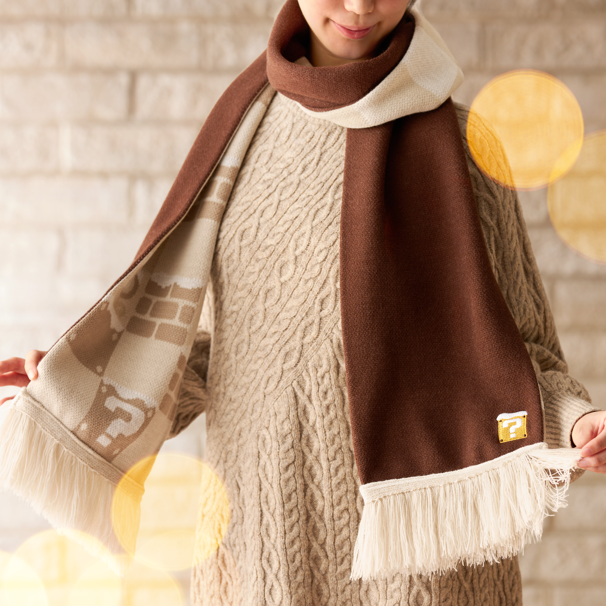 【訂貨】任天堂專門店 冬天系列 - 問號方塊 火花 針織頸巾