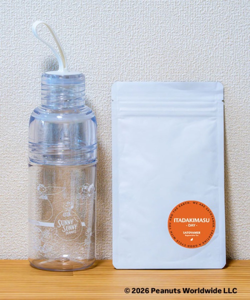 Umeda Snoopy Fest. 2026 Limited Edition - SATOYAMER Tea Shaker Bottle + ITADAKIMASU DAY Instant Green Tea Powder (30-day)