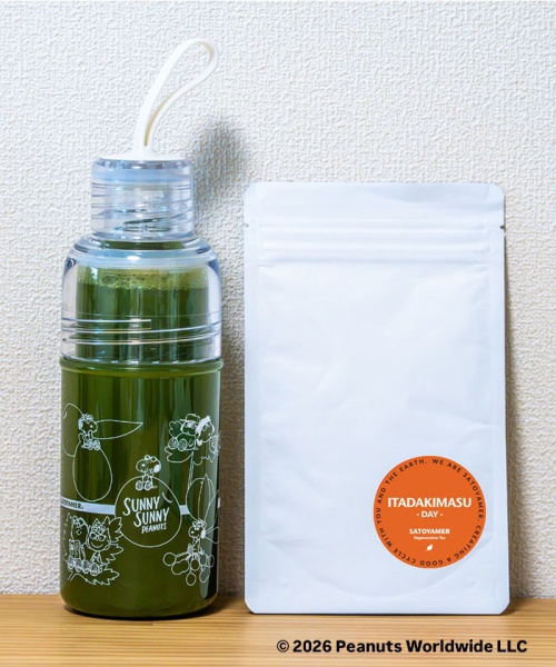 Umeda Snoopy Fest. 2026 Limited Edition - SATOYAMER Tea Shaker Bottle + ITADAKIMASU DAY Instant Green Tea Powder (30-day)