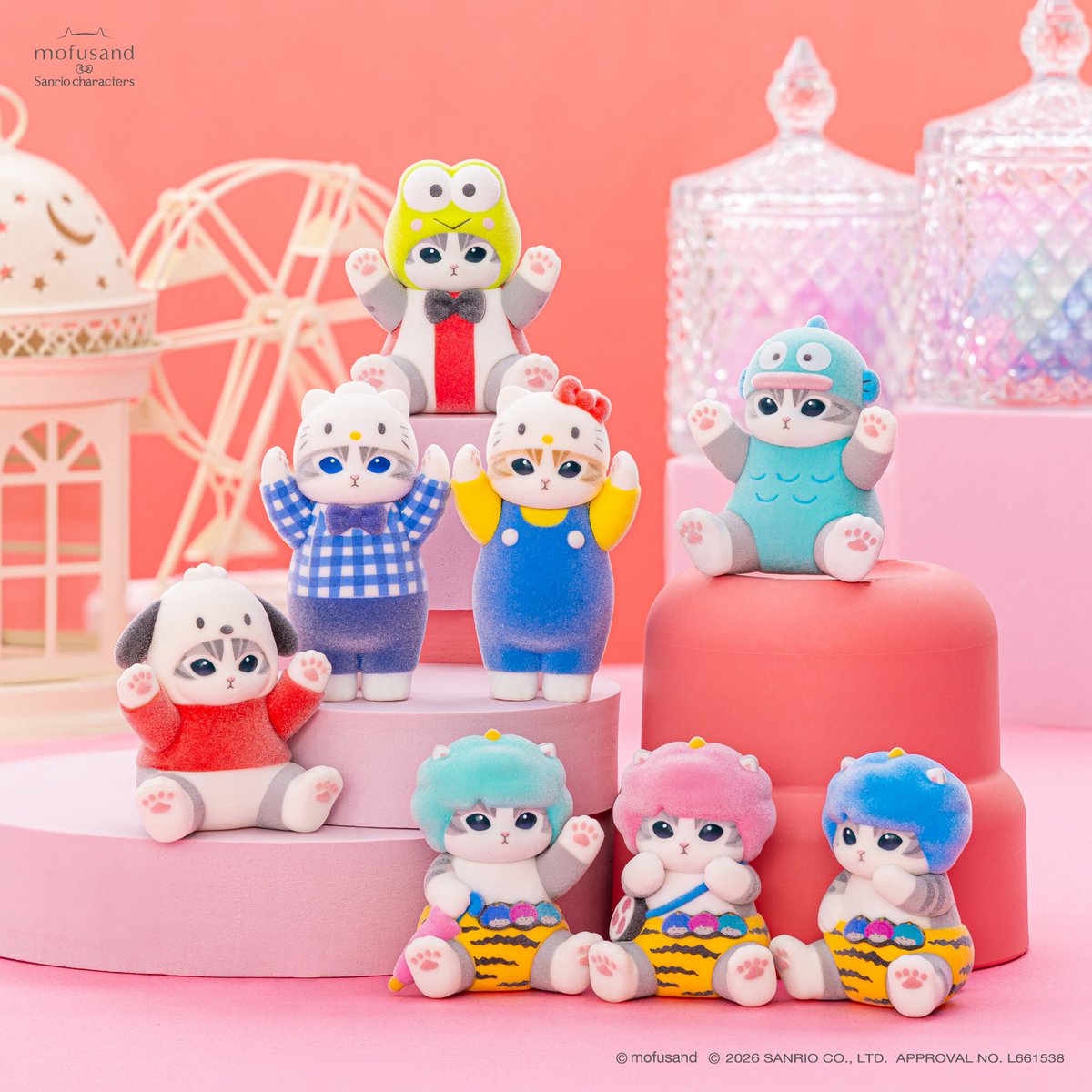 【預訂｜5月】Mofusand x Sanrio 聯乘系列 第三彈 - Flocked Figure Collection vol 1 毛茸公仔盲盒