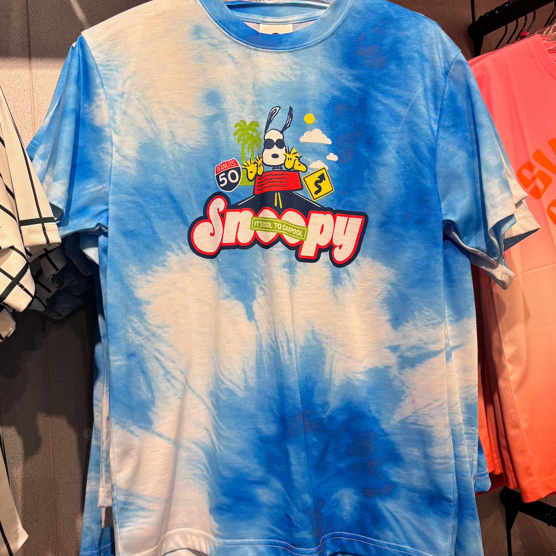 USJ Peanuts Snoopy & Woodstock It's Cool to Carpool 藍色 Tshirt