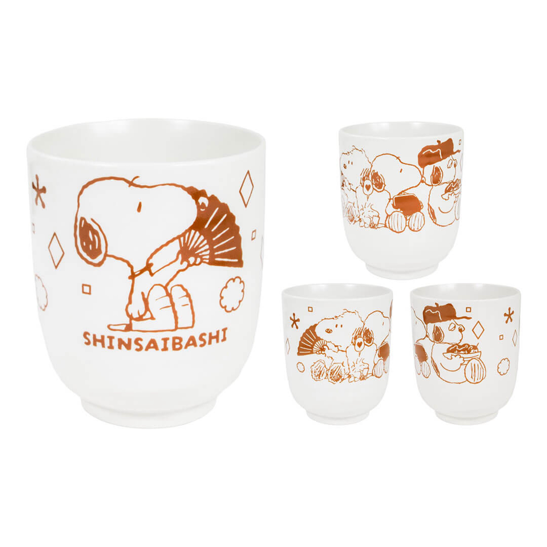 【預訂】Snoopy Town 心齋橋店舖限定 「SHINSAIBASHI」- Snoopy Olaf Andy 日式茶杯
