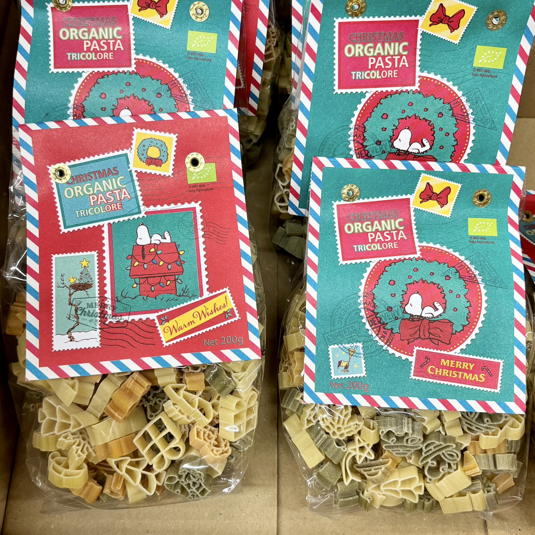 【訂貨】Peanuts Snoopy 聖誕版 三色有機意粉 通粉