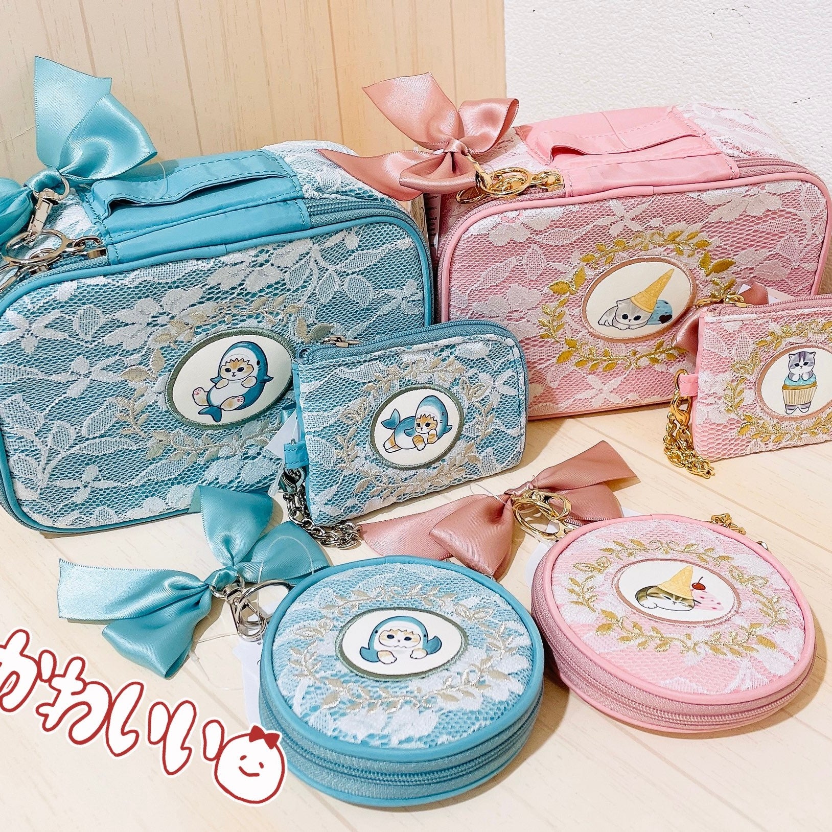 Mofusand 刺繡蕾絲系列 - 化妝袋 / 飾物收納包 / 卡套散銀包