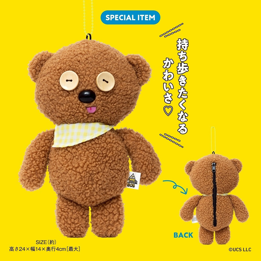 Minions Tim熊 小物袋 拉鍊袋 公仔掛飾（黃色格仔圍巾）