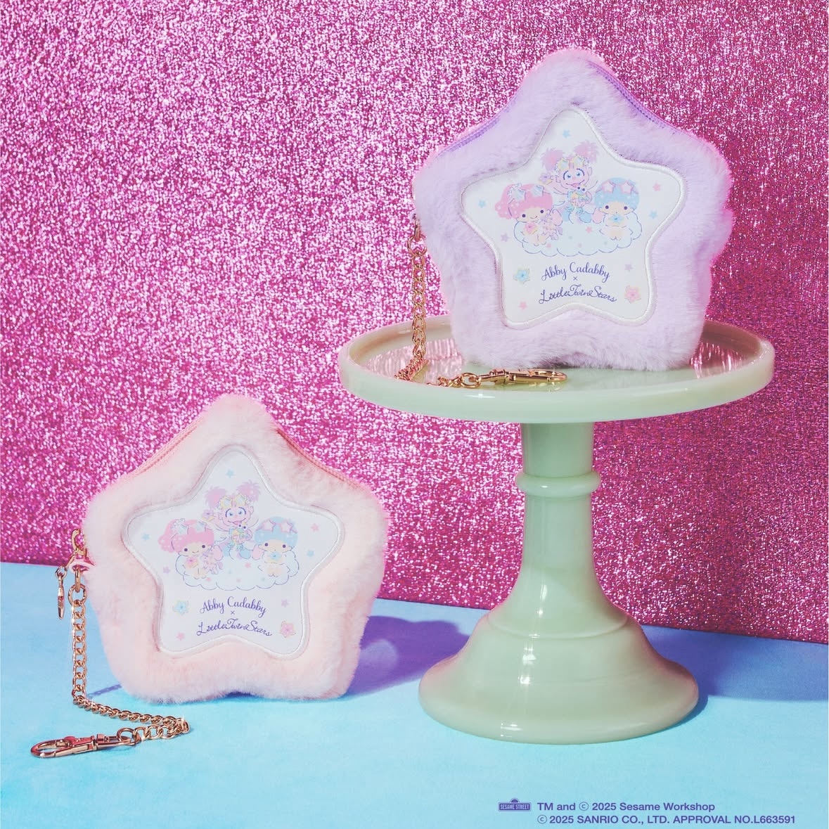 【訂貨】Sesame Street Market Abby x Little Twin Stars - 星型毛毛袋 收納包 掛飾