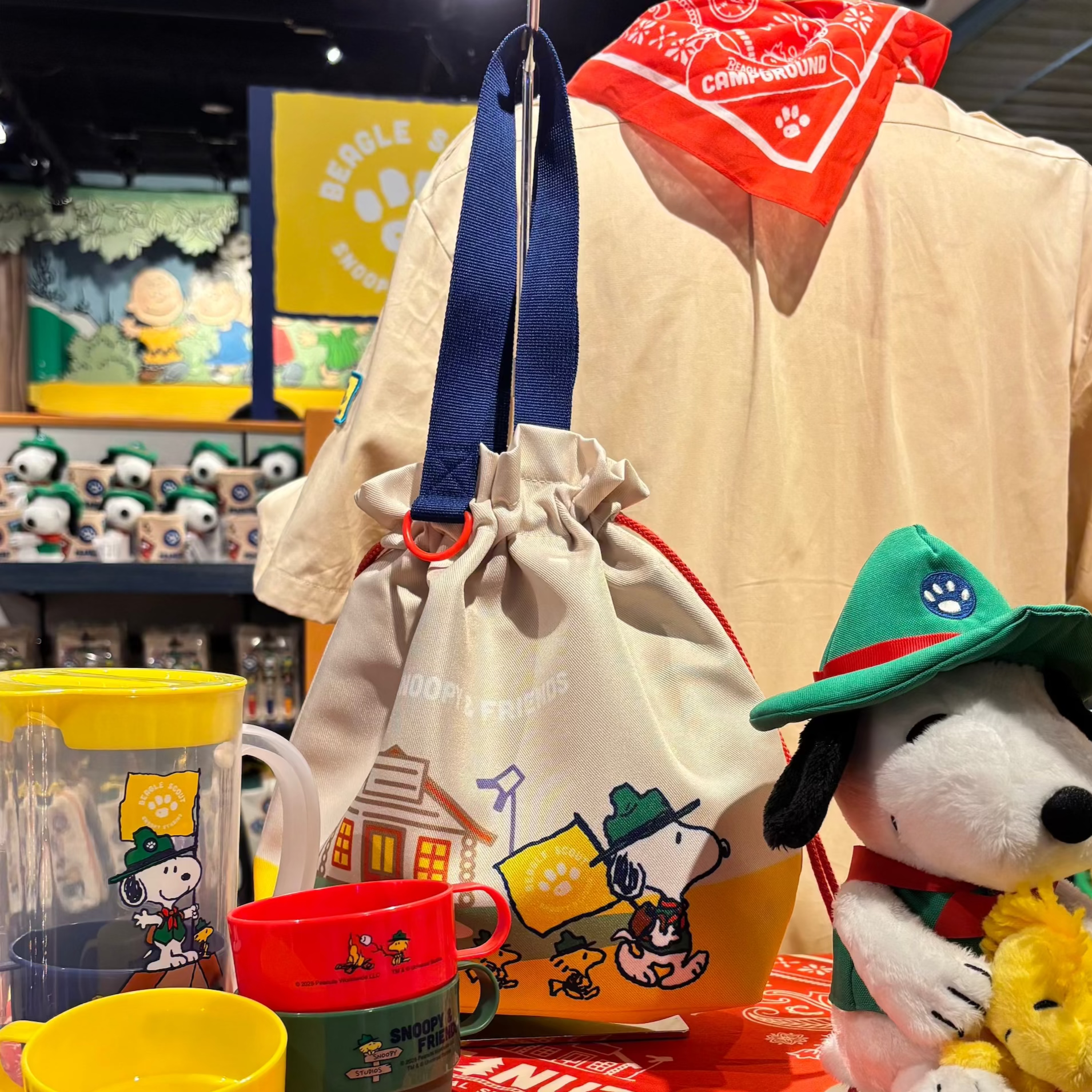 USJ Peanuts Snoopy Beagle Scout 露營童軍系列 - 午餐袋 保溫袋 索繩手挽袋