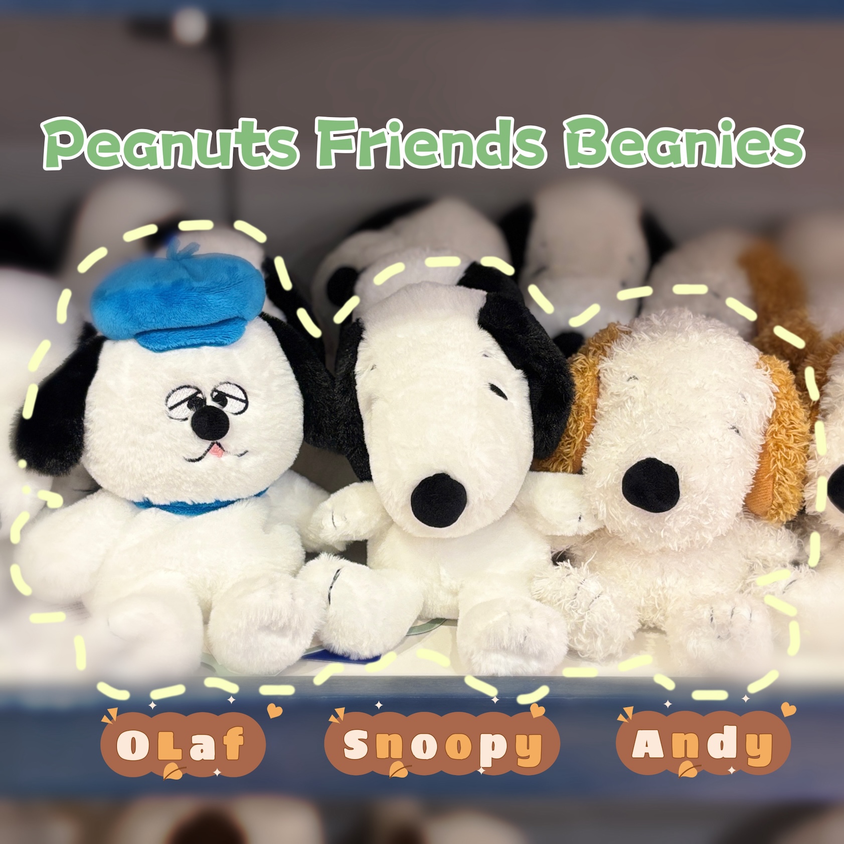 【訂貨】USJ Peanuts Friends Beanies 軟綿綿娃娃 慵懶豆豆公仔 Snoopy / Olaf / Andy