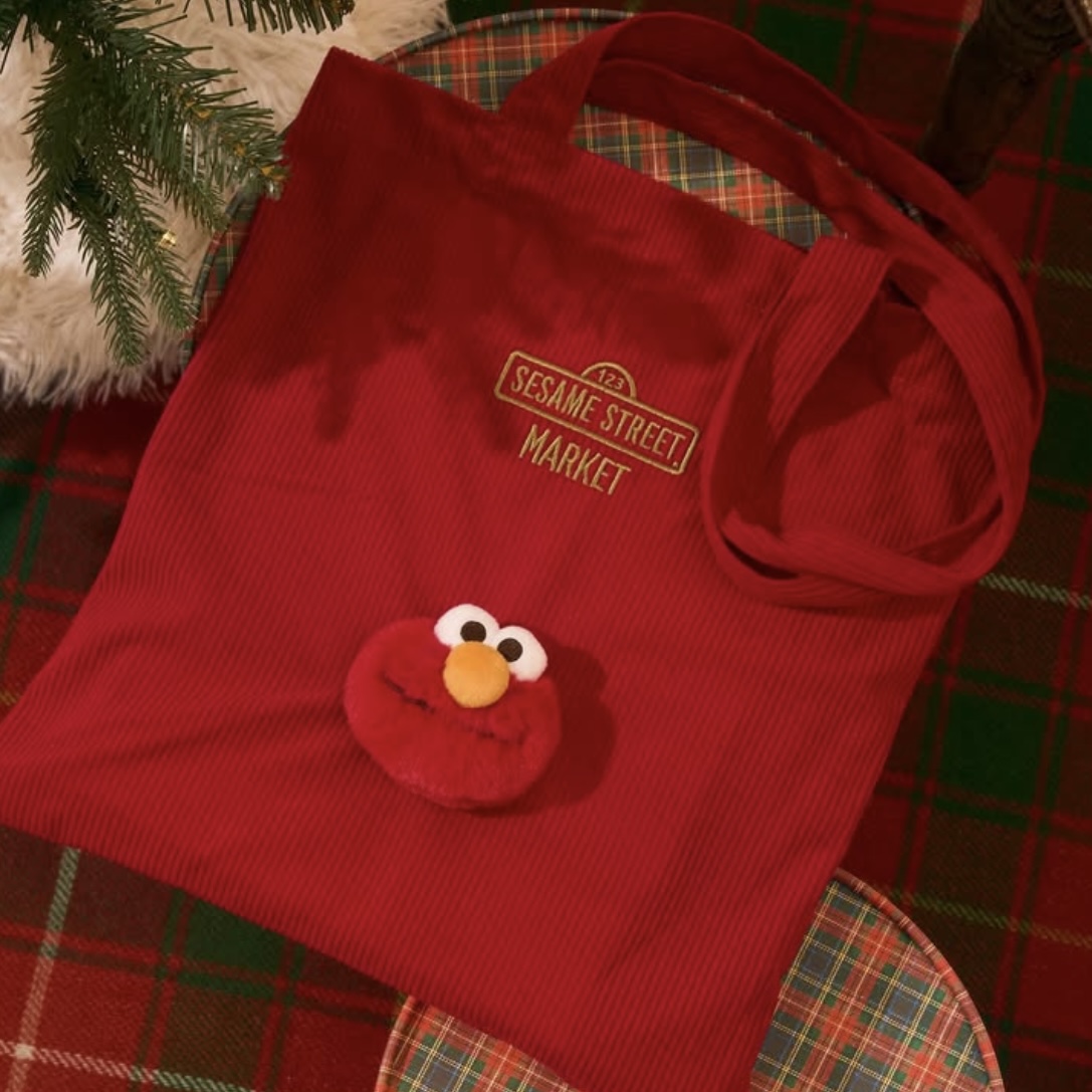 【訂貨】Sesame Street Market Cozy Holiday - Face Tote Bag (Elmo)