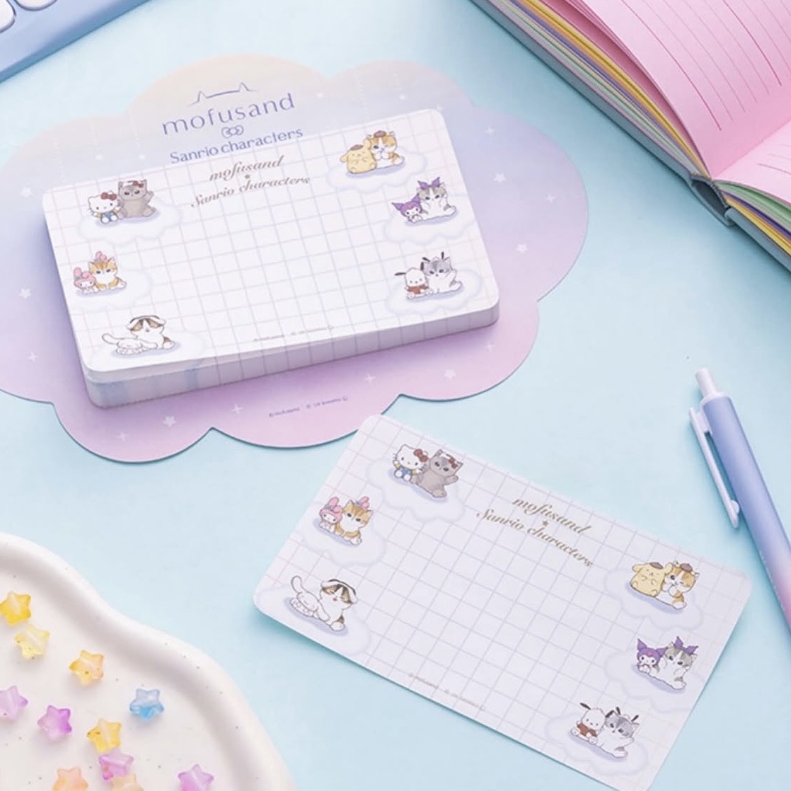 【訂貨】Mofusand x Sanrio 聯乘系列 第三彈 - 文具 格仔便條紙 Memo 