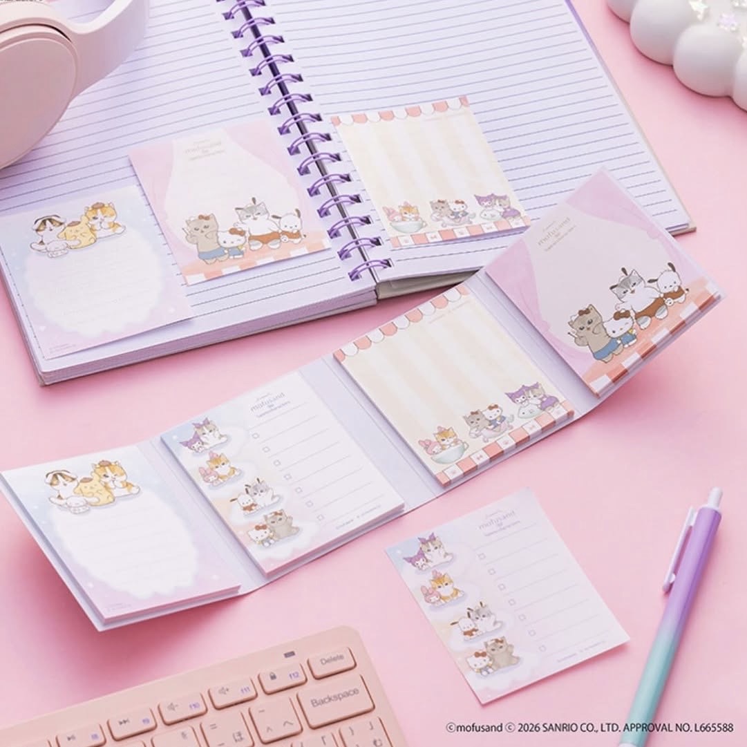 【訂貨】Mofusand x Sanrio 聯乘系列 第三彈 - 文具 翻頁式便條本 Memopad