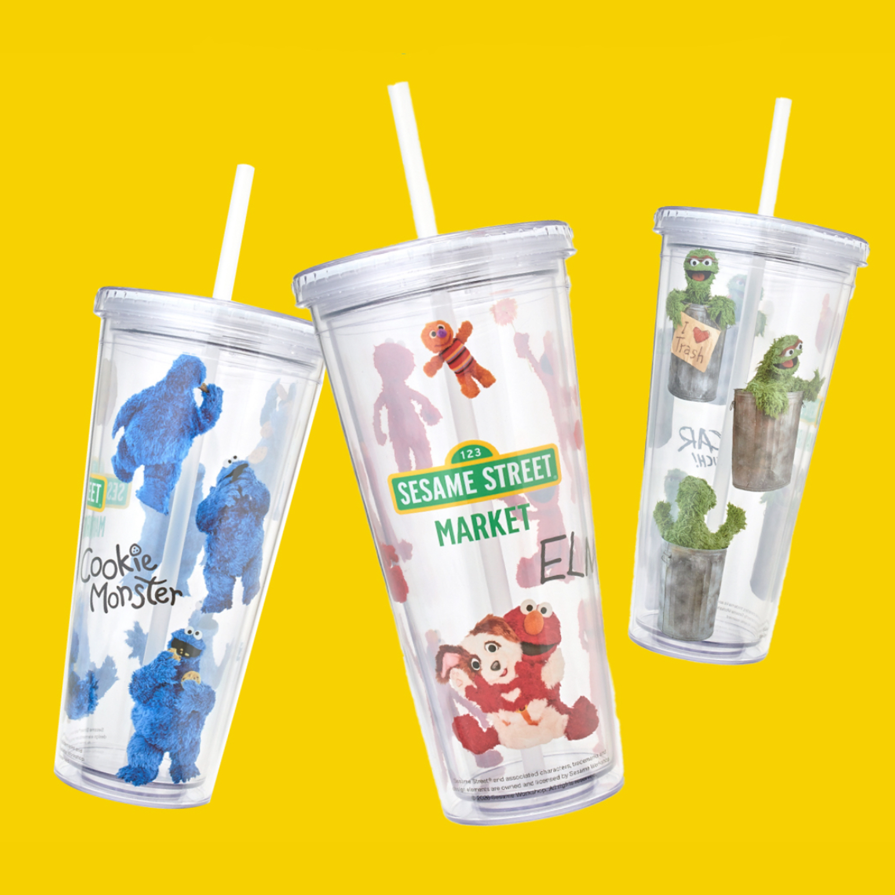【預訂】Sesame Street Market 芝麻街透明隨行杯 連吸管