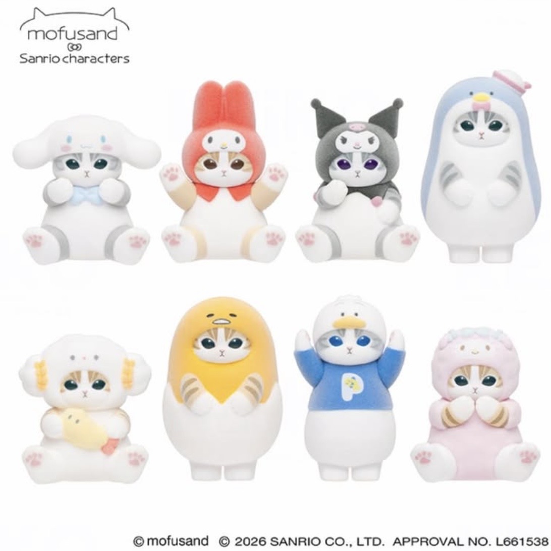 【預訂｜5月】Mofusand x Sanrio 聯乘系列 第三彈 - Flocked Figure Collection vol 2 毛茸公仔盲盒（隨機抽)