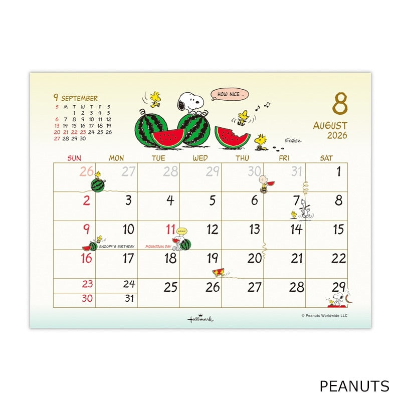 Peanuts Snoopy 2026 座檯月曆