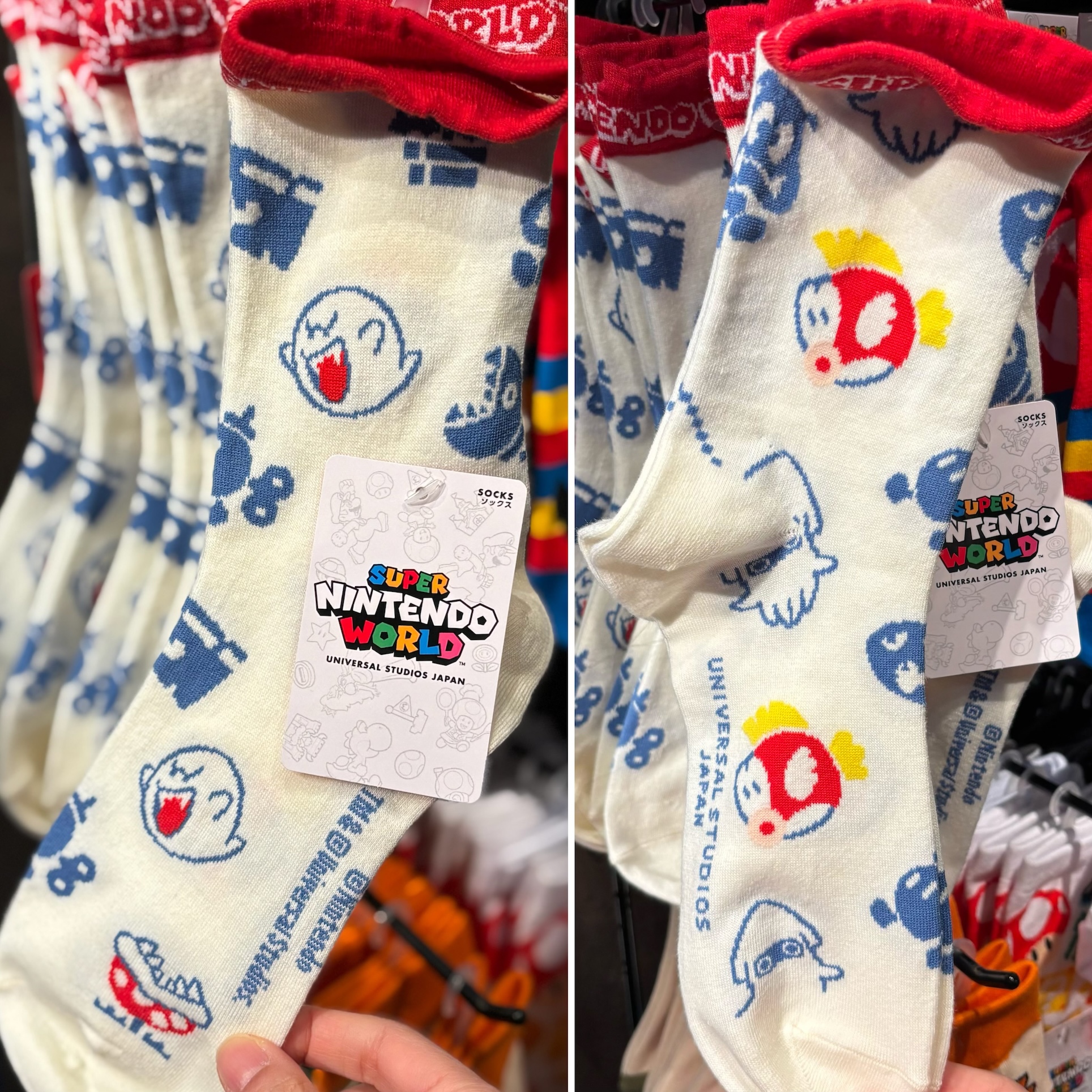 【訂貨】USJ Mario 敵人圖案 墨魚 泡泡魚 食人花 鬼鬼幽靈 成人襪子