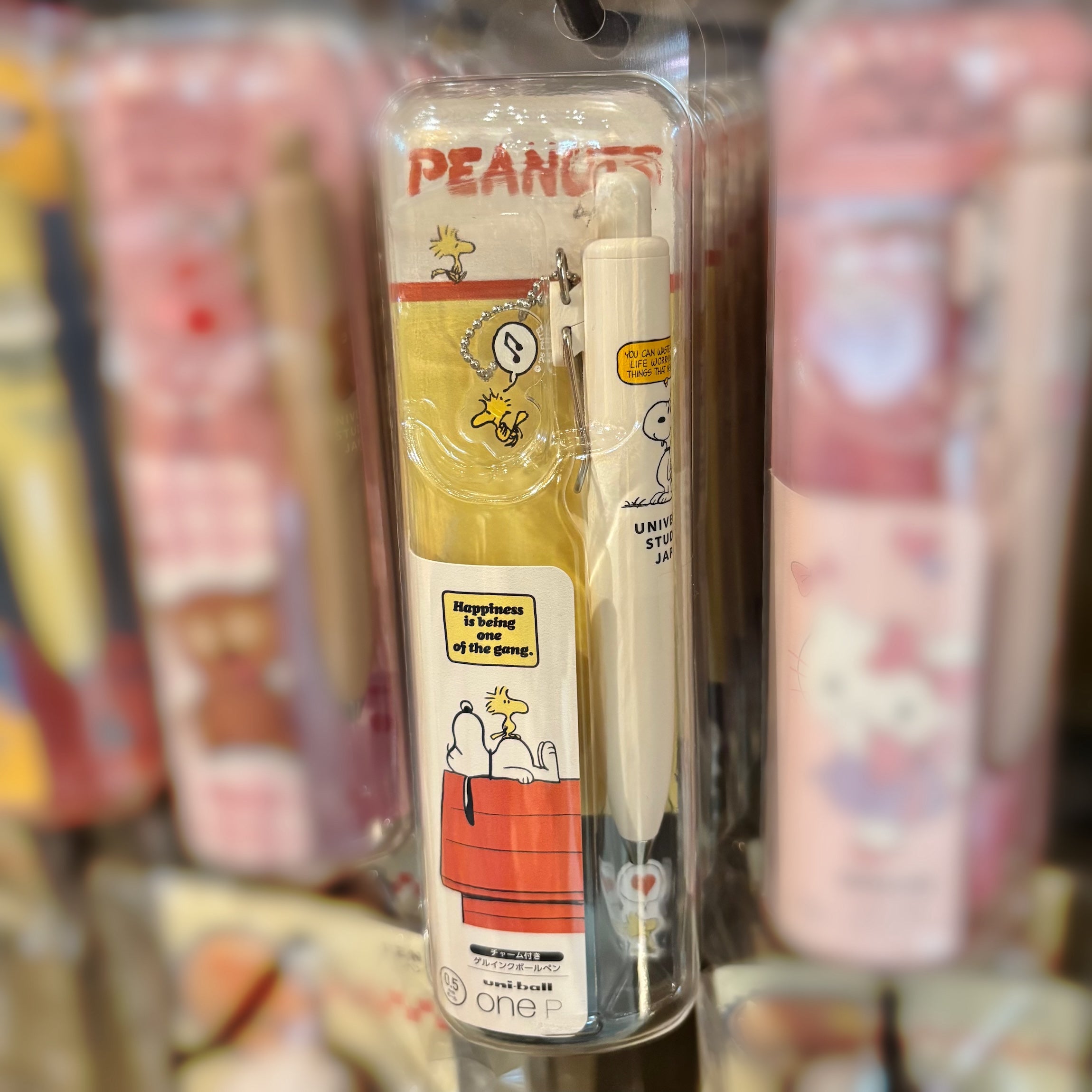 【訂貨】USJ Peanuts Snoopy & Woodstock Uni-Ball One 啫喱筆（連小吊飾）