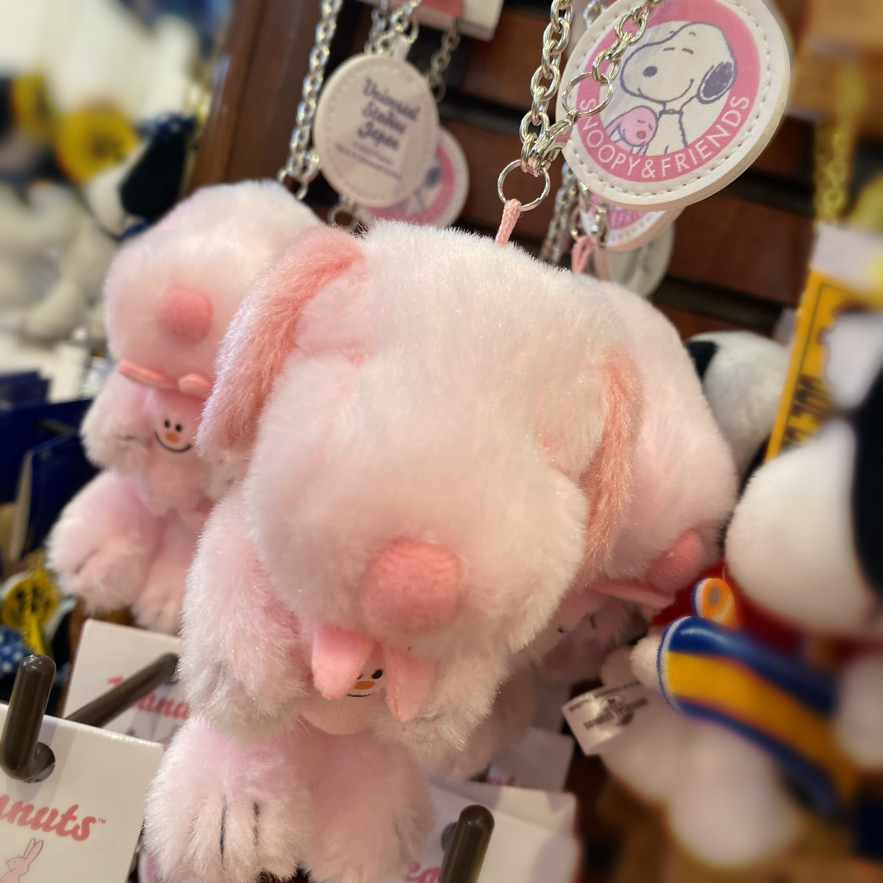 USJ Snoopy & Rabbit 粉紅兔兔吊飾
