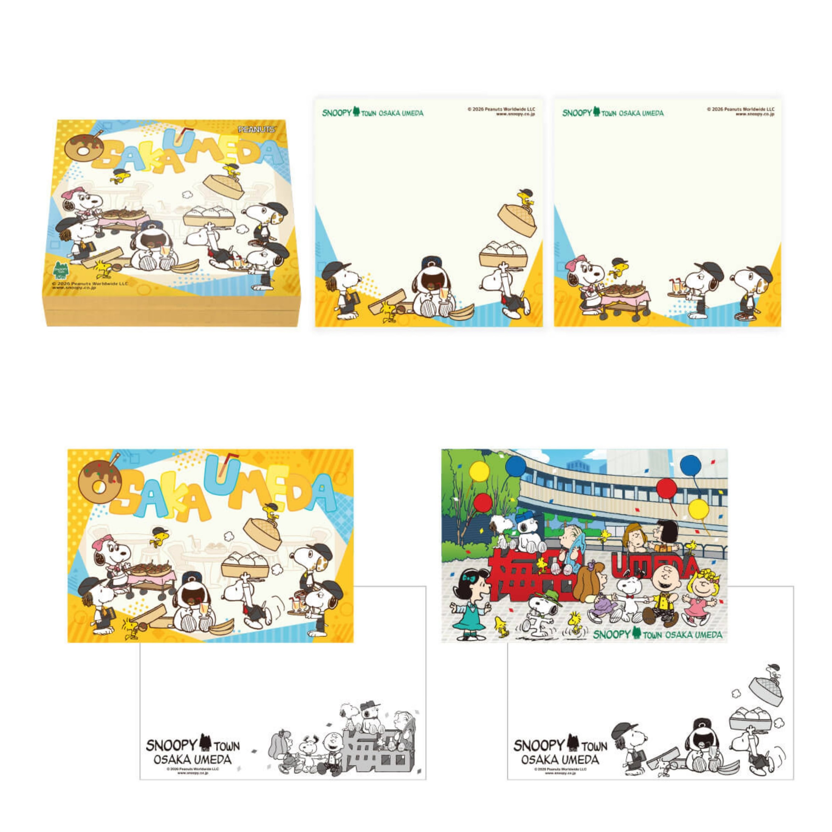 【訂貨】Snoopy Town 大阪梅田店限定「當地美食」系列 - 明信片 Memopad