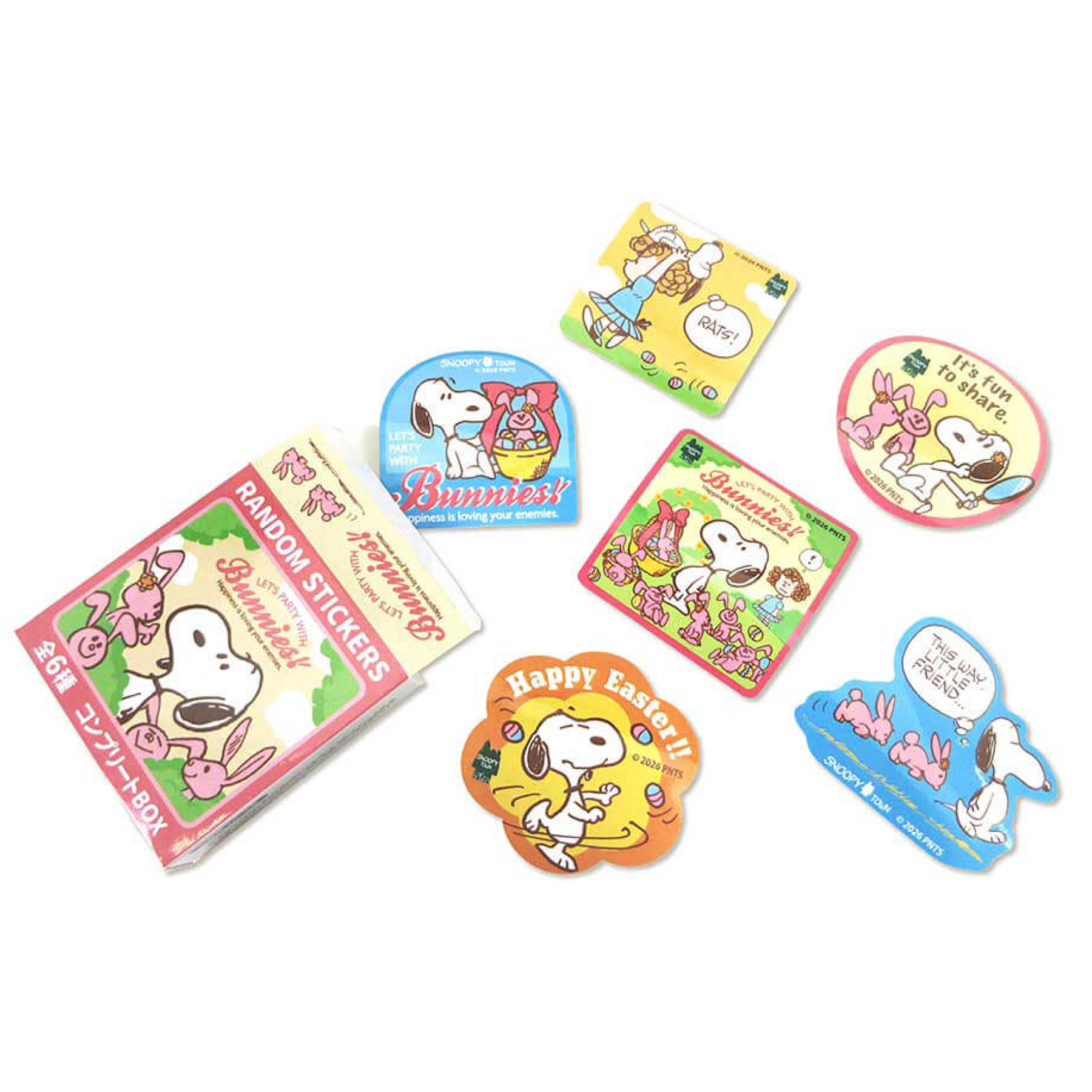 【預訂】Snoopy Town Easter 2026「LET’S PARTY WITH Bunnies!」復活節系列 - 貼紙（隨機款）