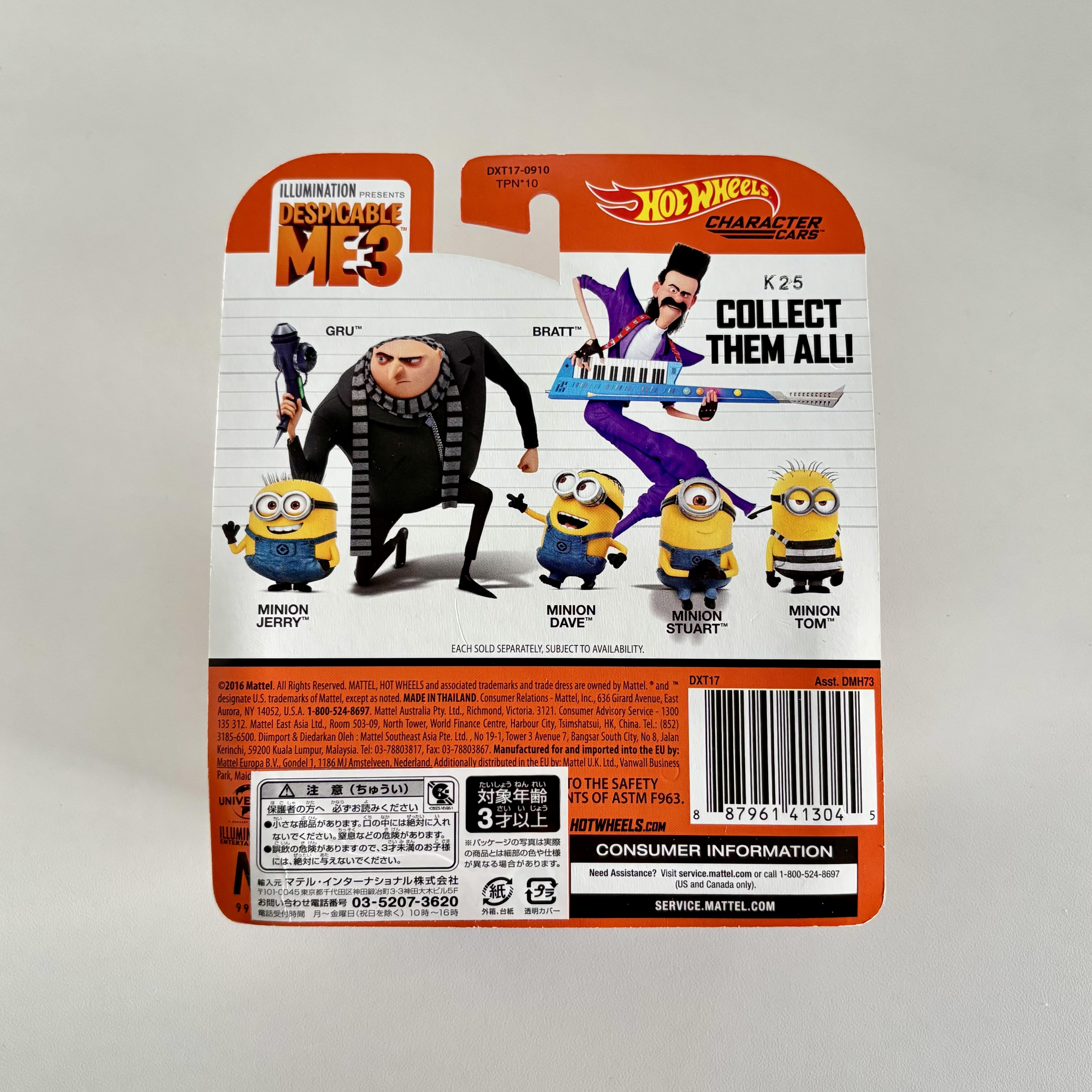 【訂貨】Hot Wheels Despicable Me 3 Minion Dave Character Car 車仔 迷你車 