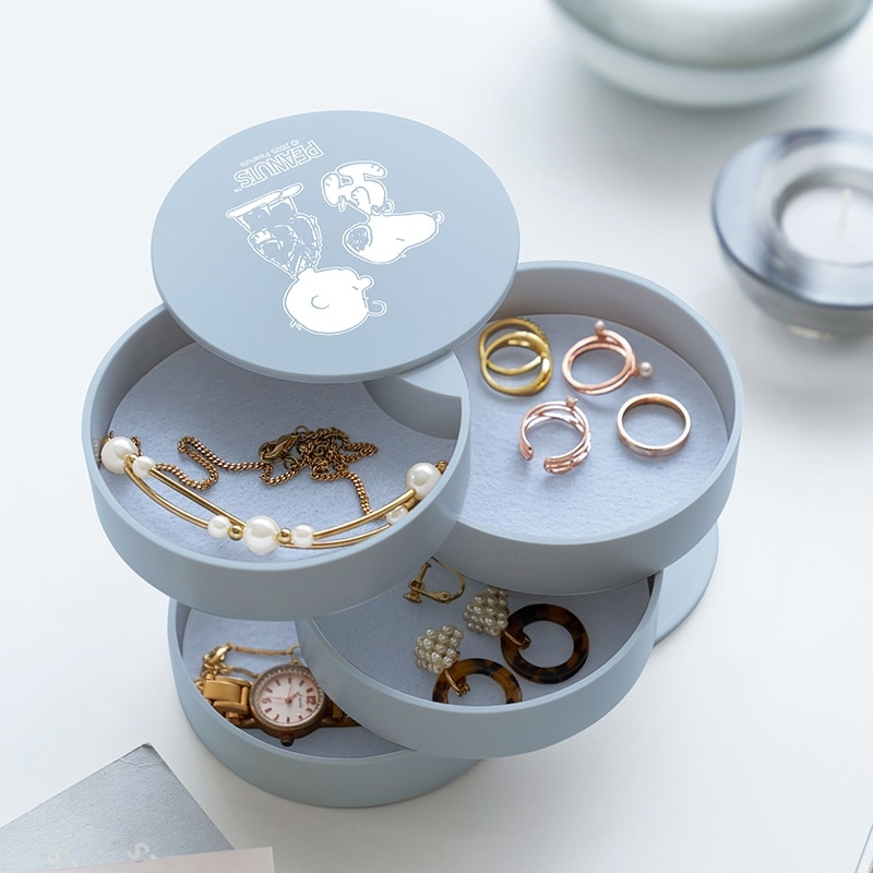 【訂貨】Peanuts Snoopy & Charlie Brown 旋轉式多層飾物收納盒（藍）