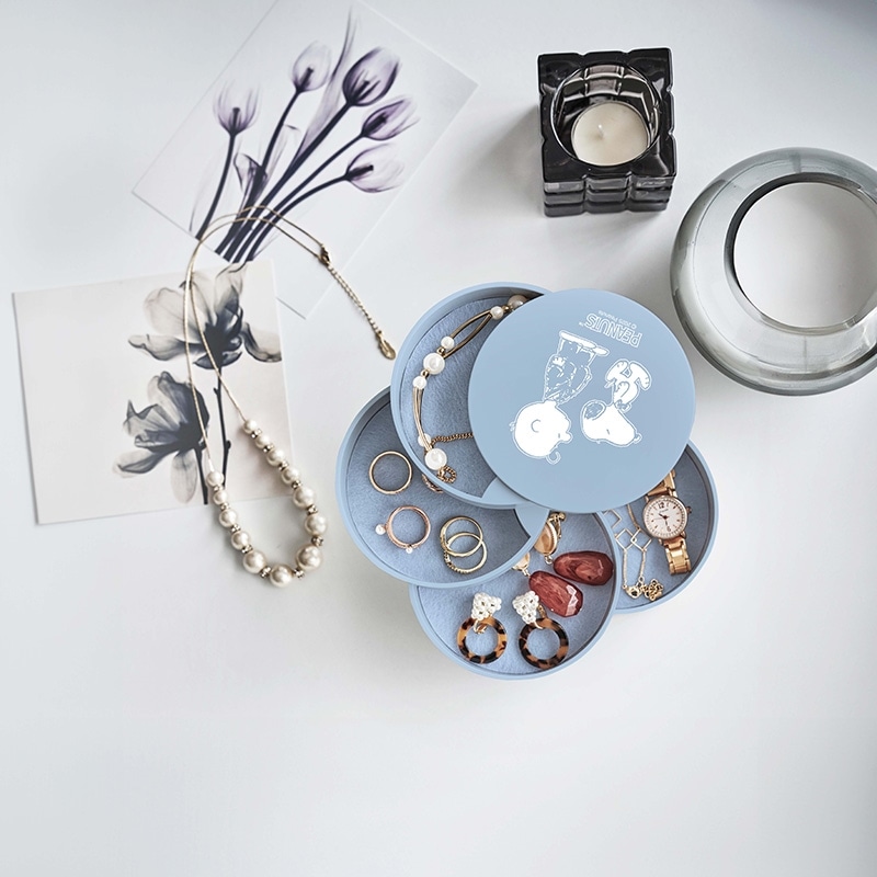 【訂貨】Peanuts Snoopy & Charlie Brown 旋轉式多層飾物收納盒（藍）