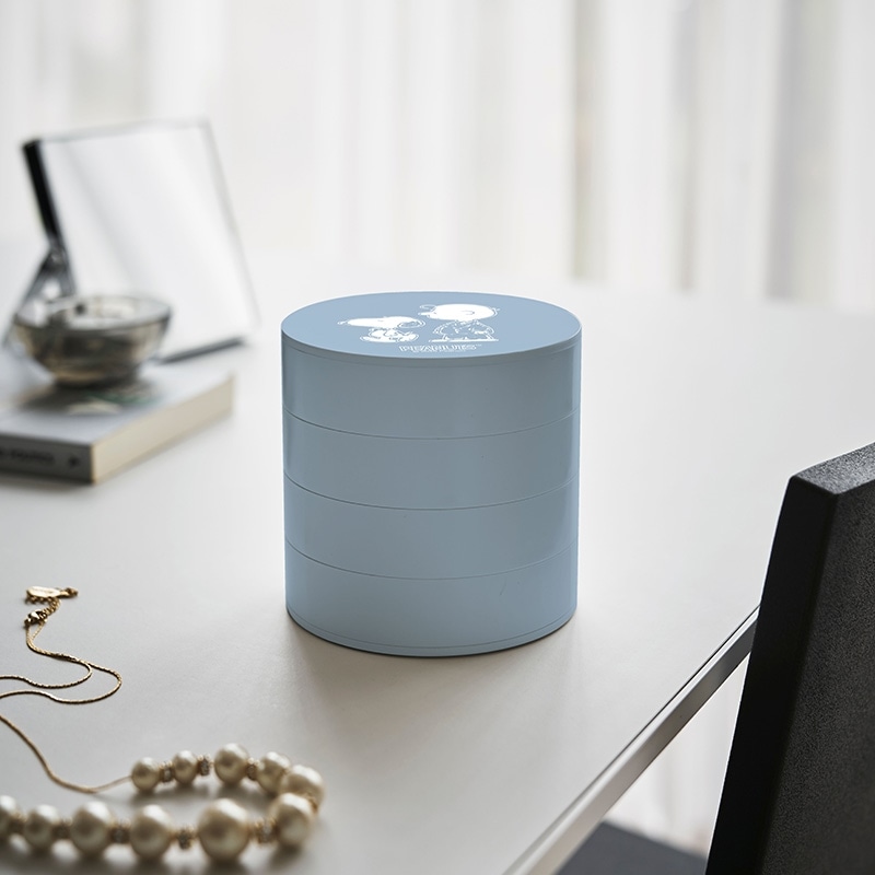 【訂貨】Peanuts Snoopy & Charlie Brown 旋轉式多層飾物收納盒（藍）