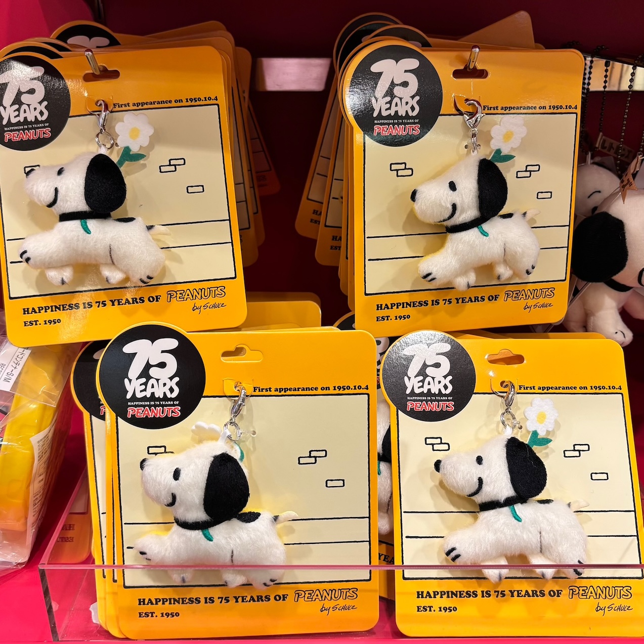 【訂貨】PEANUTS 75週年商品 - 復古Snoopy 迷你吊飾（頭頂小花）