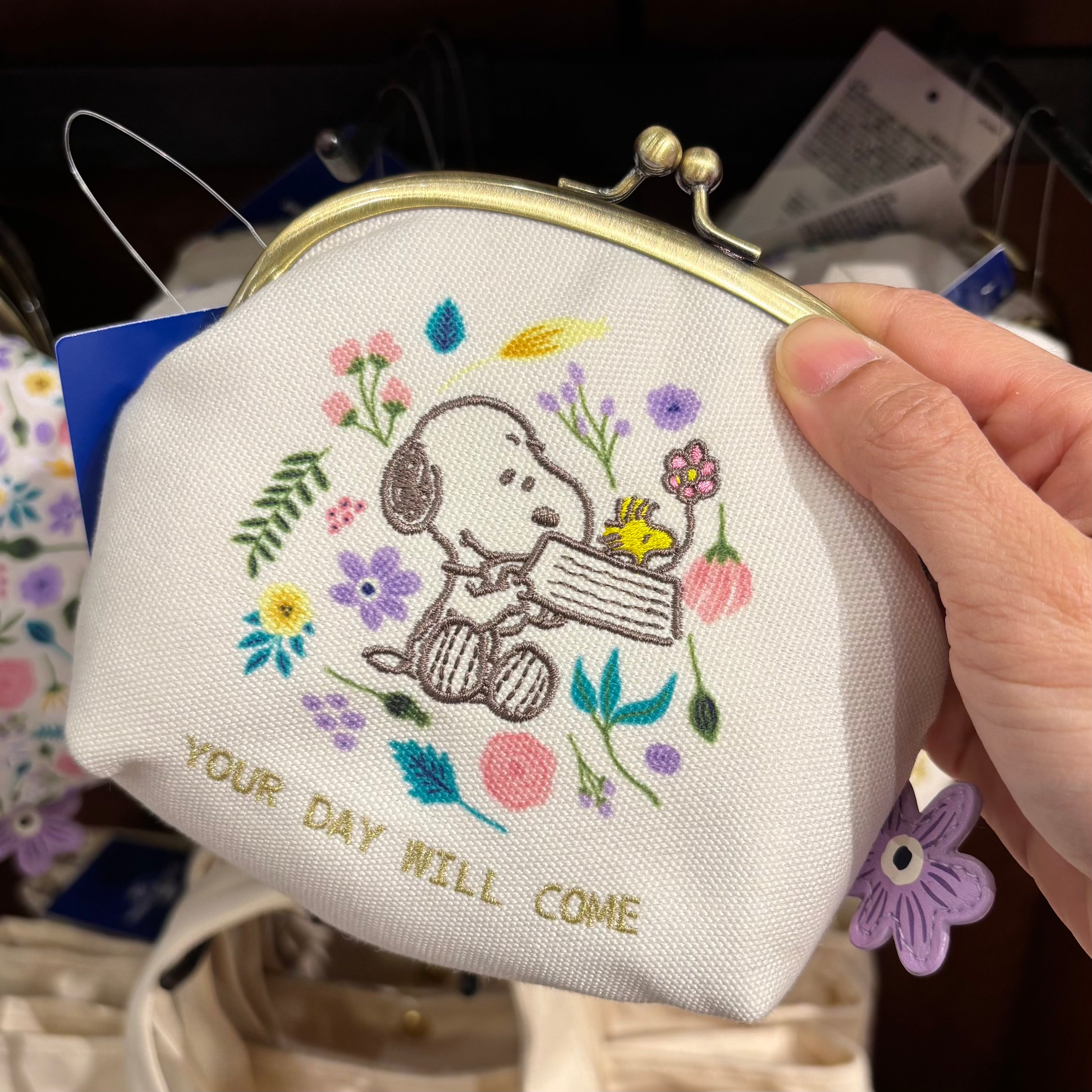 USJ Snoopy & Woodstock 花朵刺繡系列 - 口金包