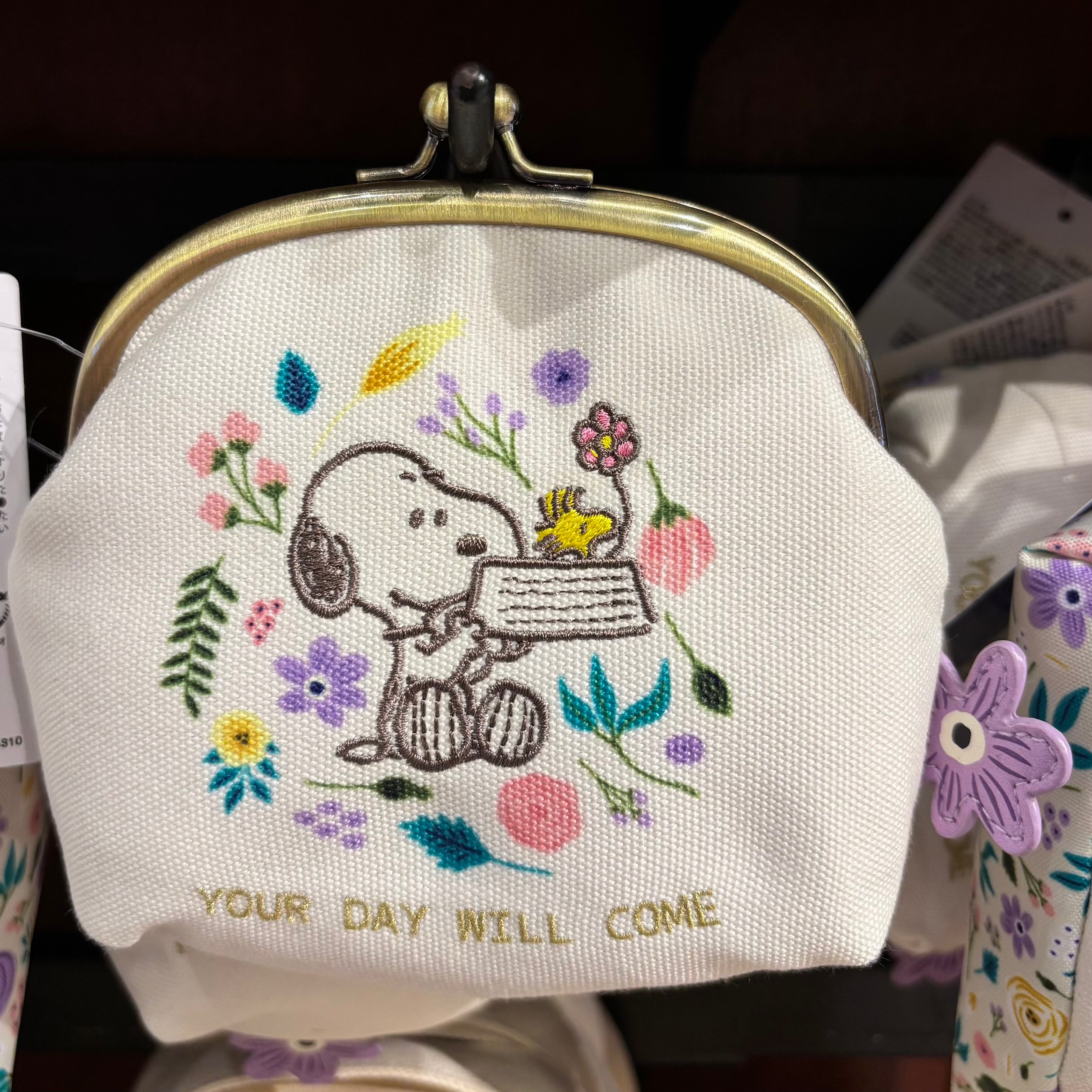 USJ Snoopy & Woodstock 花朵刺繡系列 - 口金包