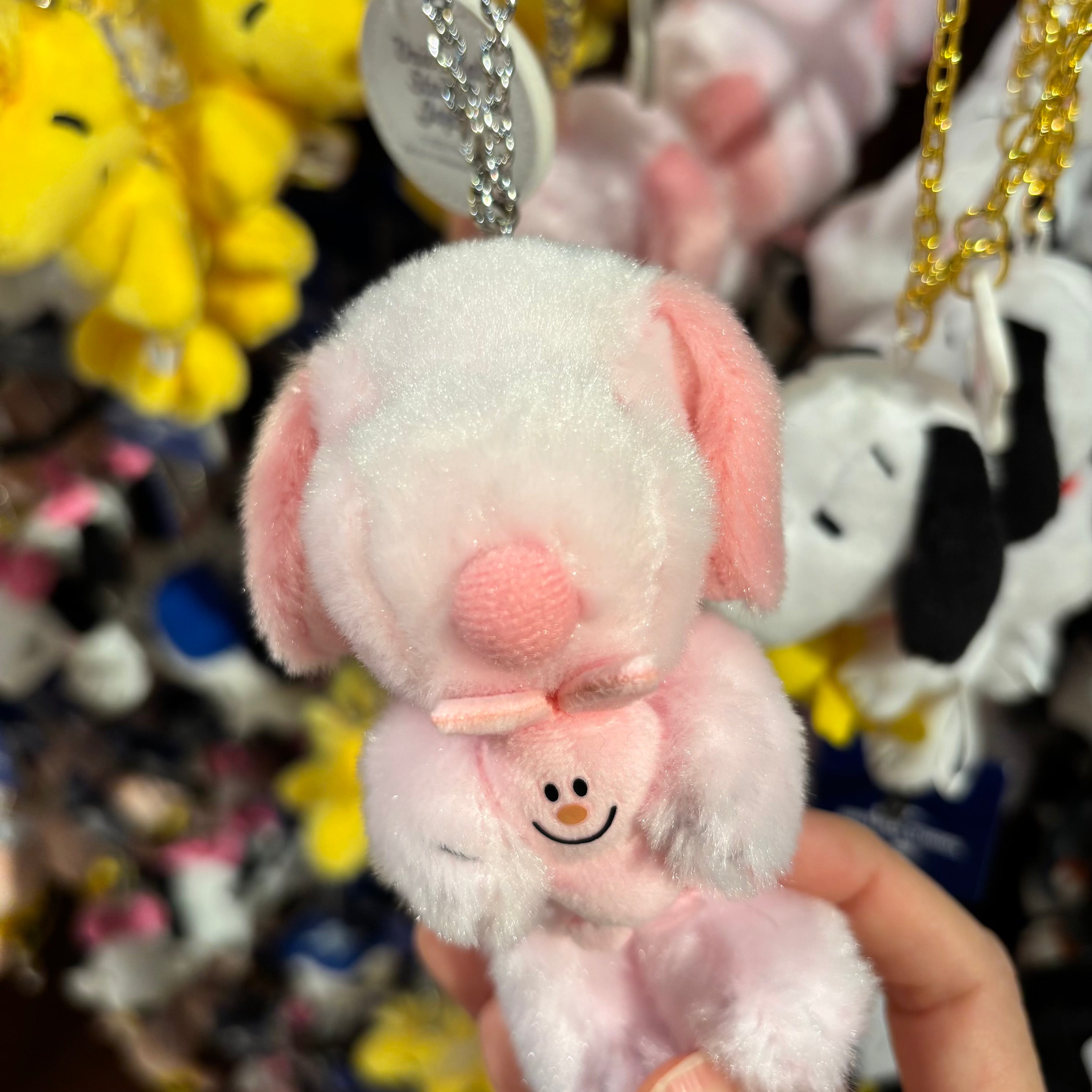 USJ Snoopy & Rabbit 粉紅兔兔吊飾