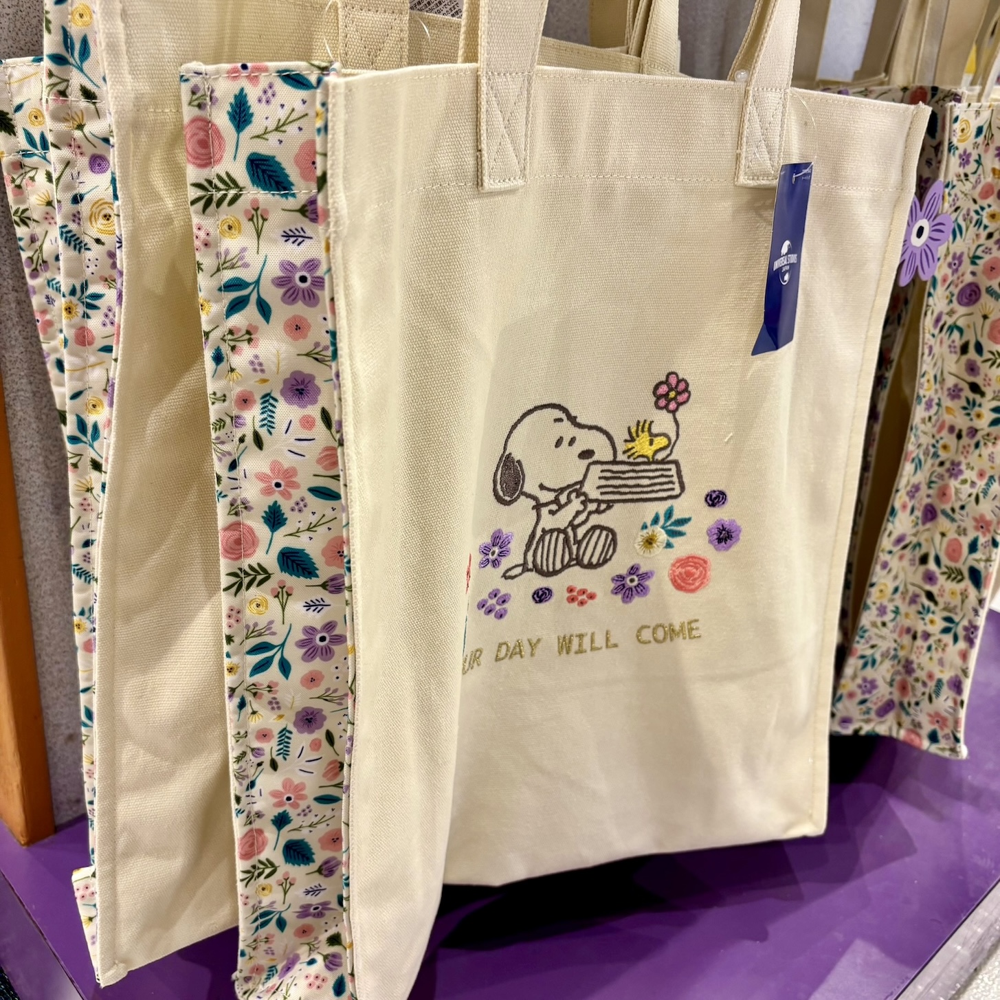 【訂貨】USJ Snoopy & Woodstock 花朵刺繡系列 - 布袋 手提袋 Tote Bag