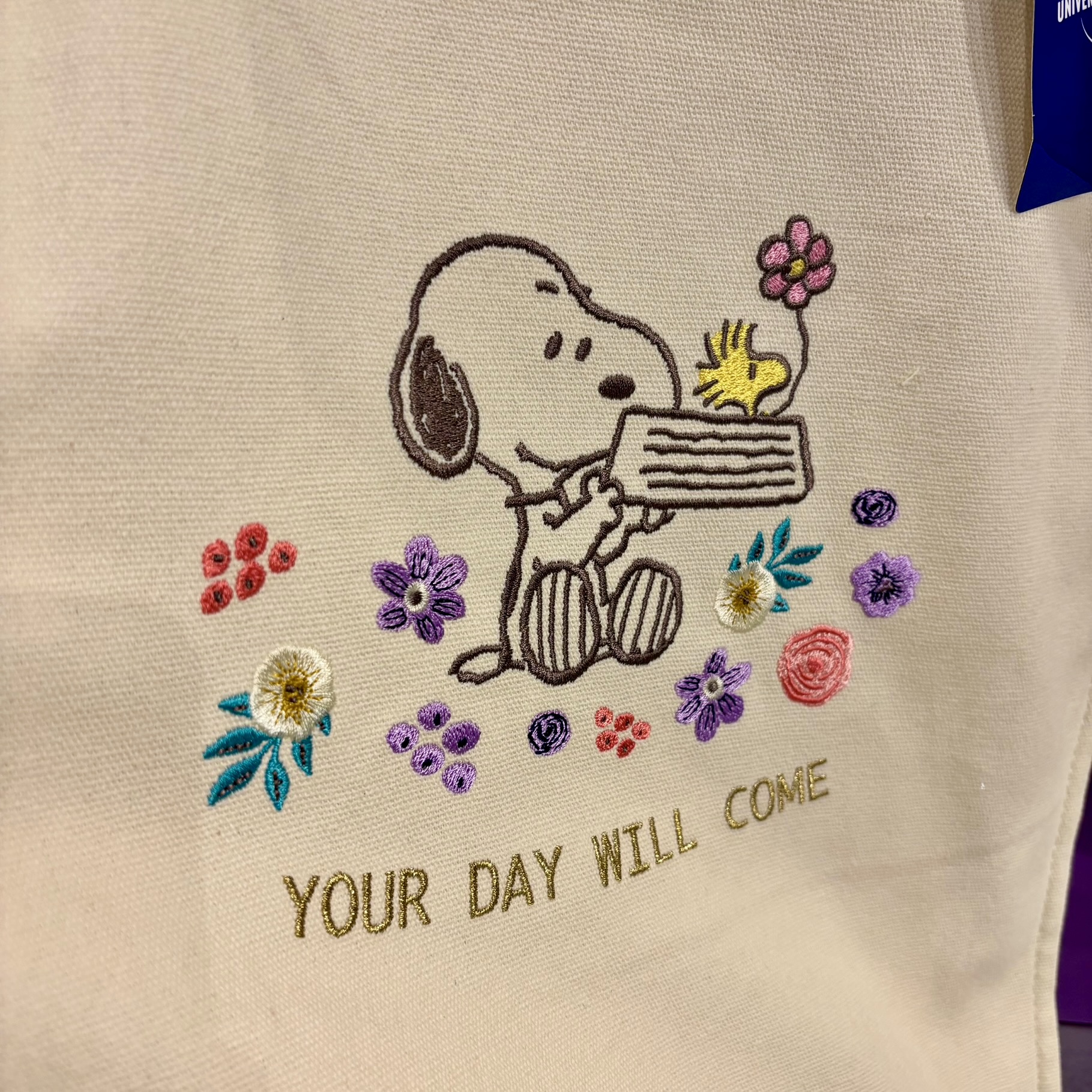 【訂貨】USJ Snoopy & Woodstock 花朵刺繡系列 - 布袋 手提袋 Tote Bag