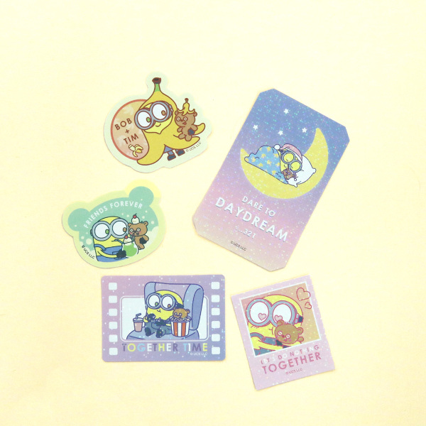 【現訂貨】Minions Bob & Tim 雷射貼紙 5枚 