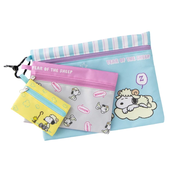 【訂貨】Snoopy 史努比 2027 羊年生肖系列 - 綿羊 Snoopy 3連收納袋