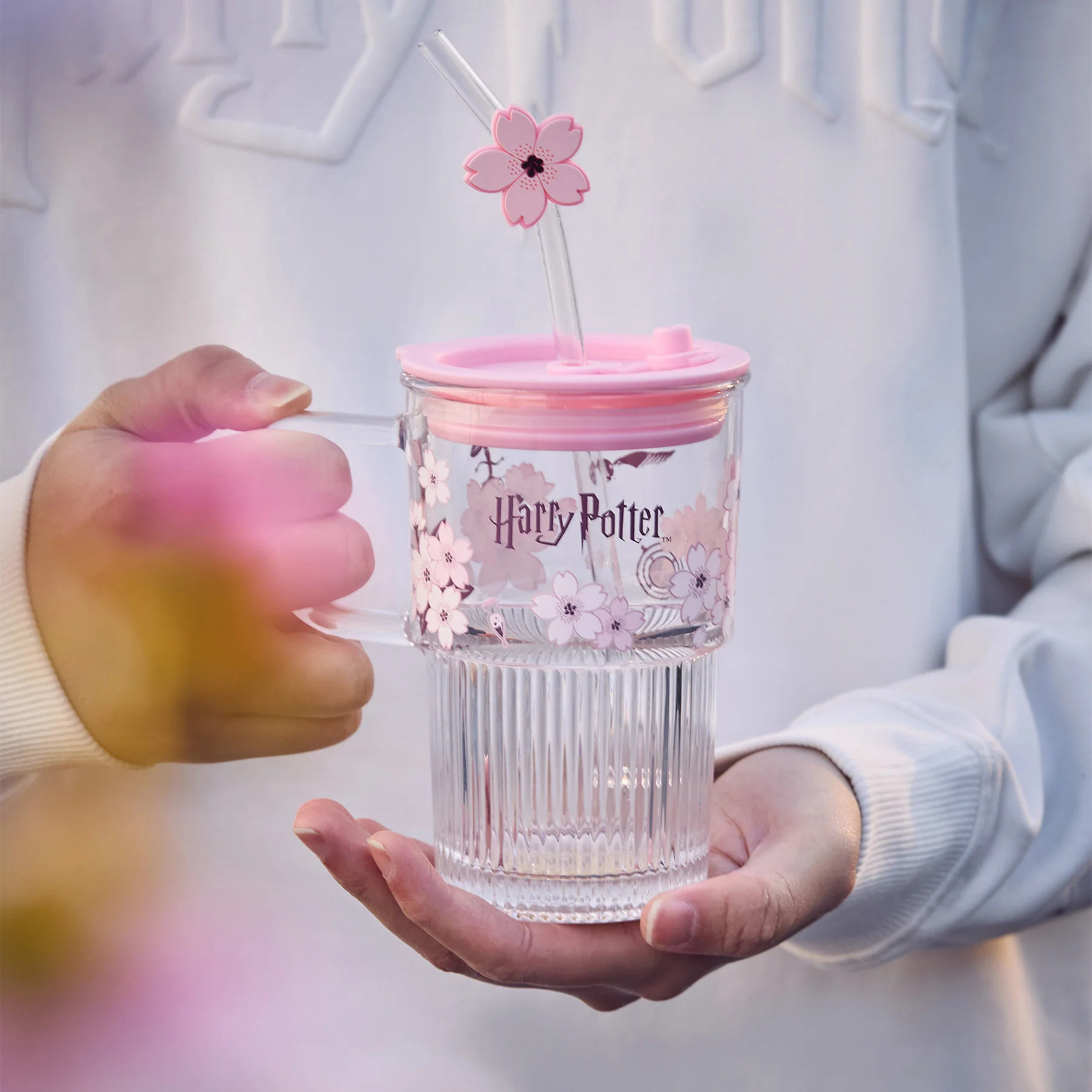 【訂貨】Harry Potter 哈利波特 櫻花系列 玻璃馬克杯 連飲管