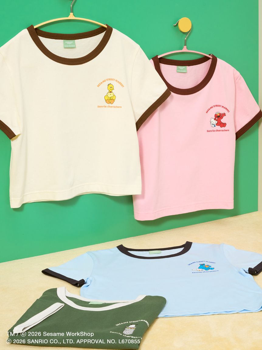 【預訂｜7月底】Sesame Street Market x Sanrio - Tshirt Elmo Cookie Monster Oscar Big Bird