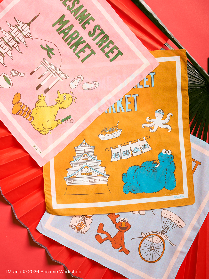 【訂貨】Sesame Street Market Nippon Japanese Style Souvenirs 芝麻街日式系列 - 方布巾