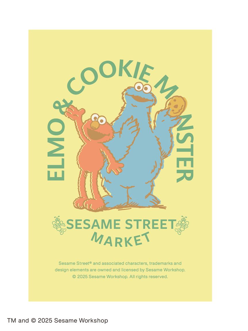Sesame Street Market Hoppin' Spring - 明信片 Elmo & Cookie Monster