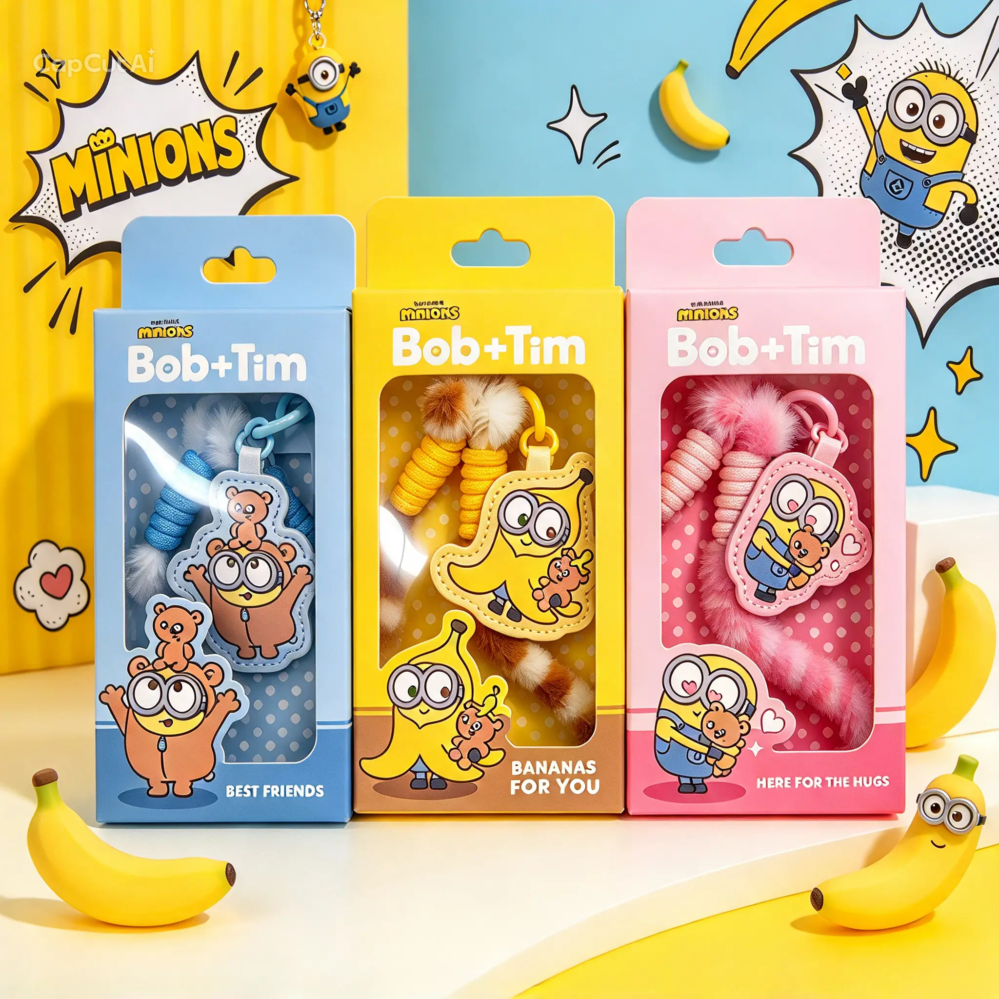 【預訂｜11月中】Minions Bob & Tim 迷你兵團 小小兵 電話繩 毛絨手機掛繩