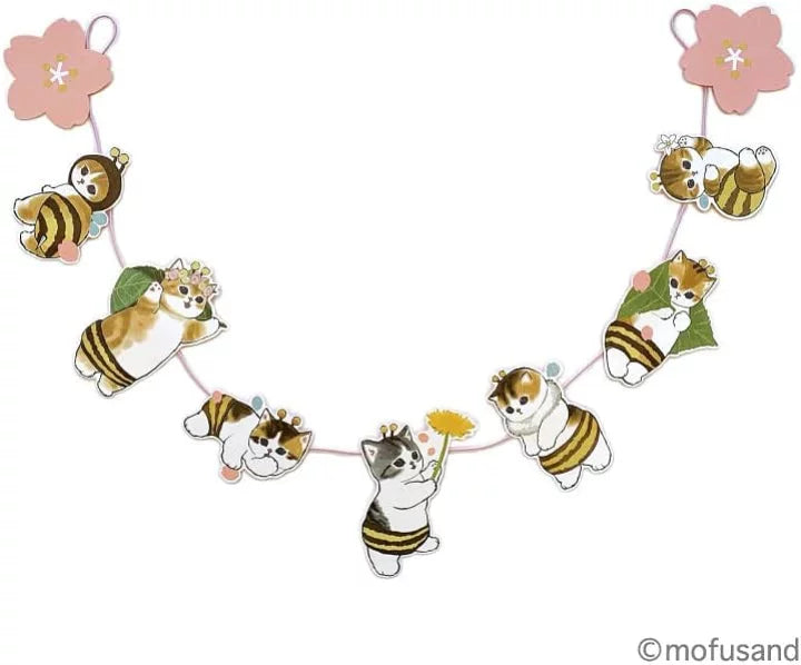 【訂貨】Mofusand 櫻花與蜜蜂貓 Garland Card 立體裝飾卡