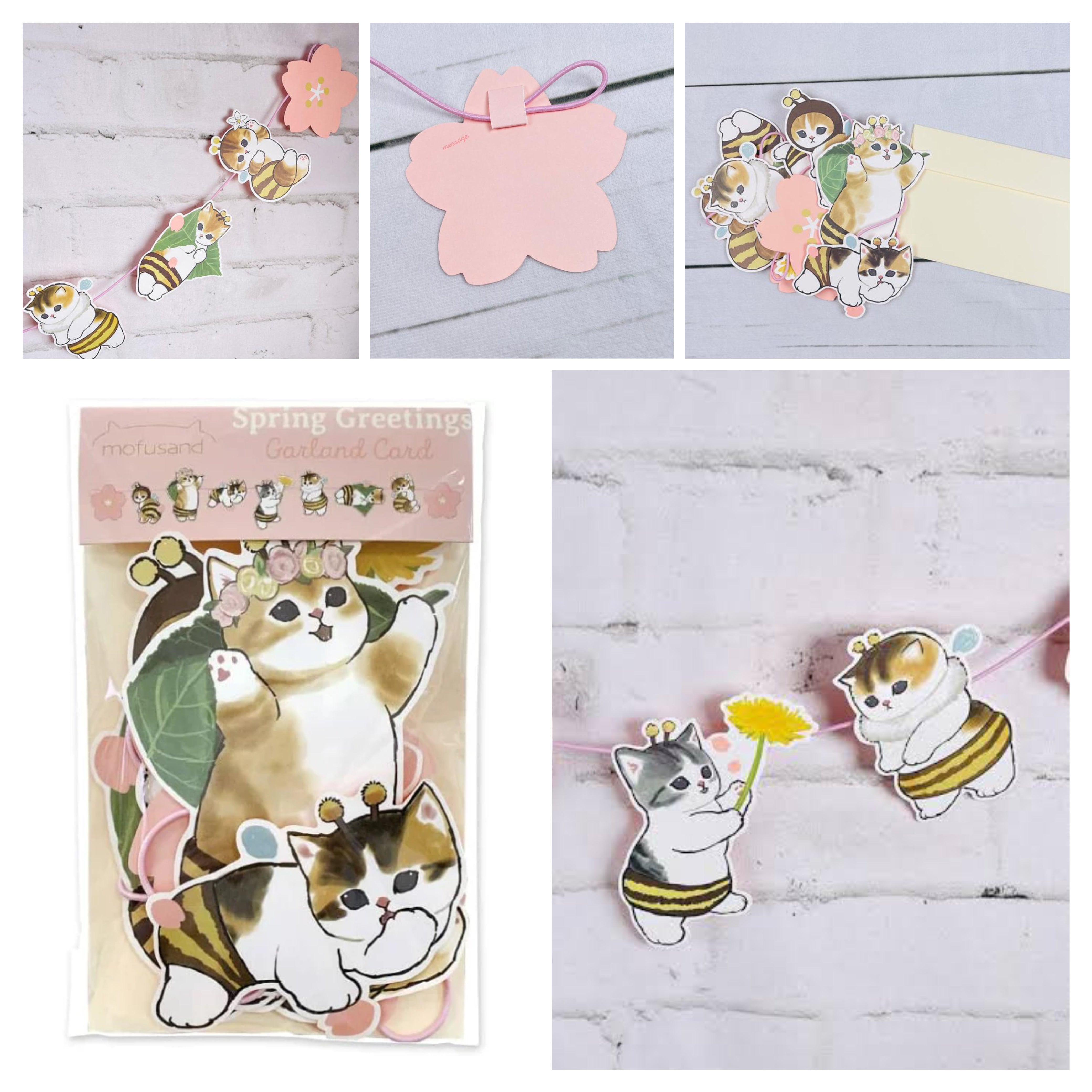 Mofusand 櫻花 蜜蜂貓 Garland Card 立體裝飾卡